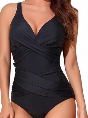 Smismivo Onepiece Swimsuit Sz XL Tummy Control Slimming Criss Cross Modest